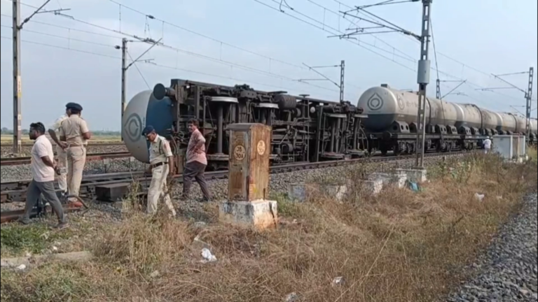 A goods train tanker derailment near Nellore