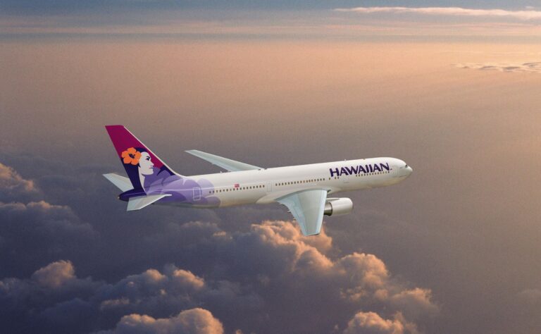 Hawaiian Airlines HA code retired aircraft with Pualani tail logo at Honolulu airport
